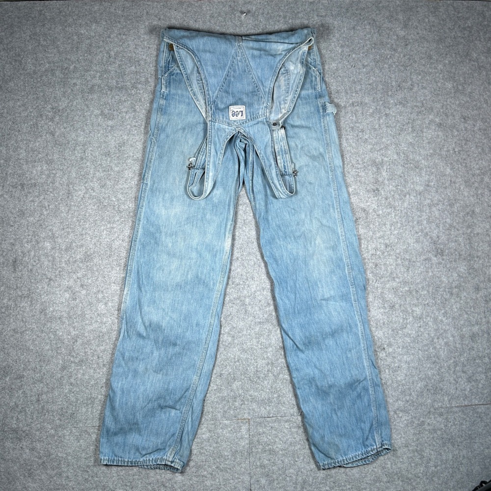 Vintage Lee denim overalls Mens 31x31 Blue Workwear Carpenter Bibs 60s-70s Union
